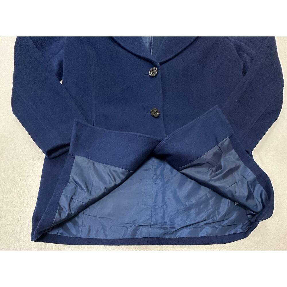 J. Jill Walker Coat Navy Blue Wool Blend Button Front Medium Preppy Old Money - Picture 3 of 9